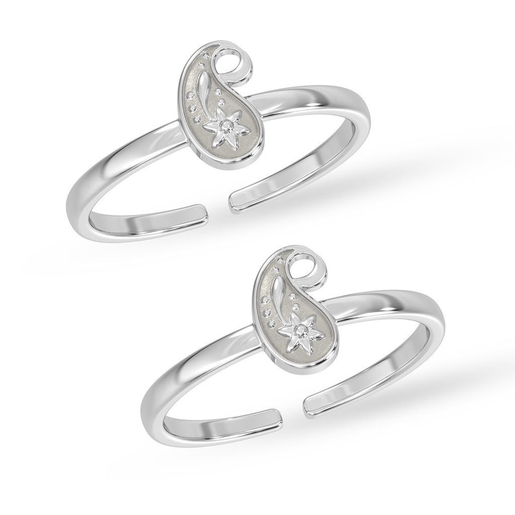 Silver Traditional Oxidised Toe Rings Pair