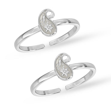 Silver Traditional Oxidised Toe Rings Pair
