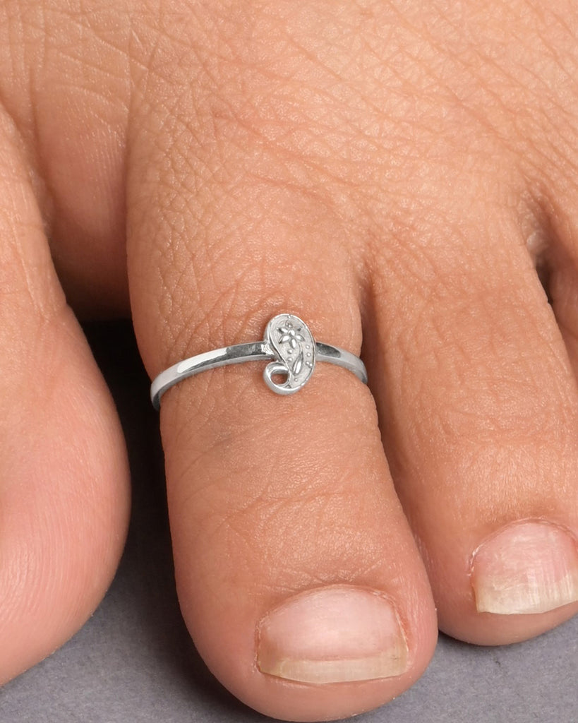 Silver Traditional Oxidised Toe Rings Pair