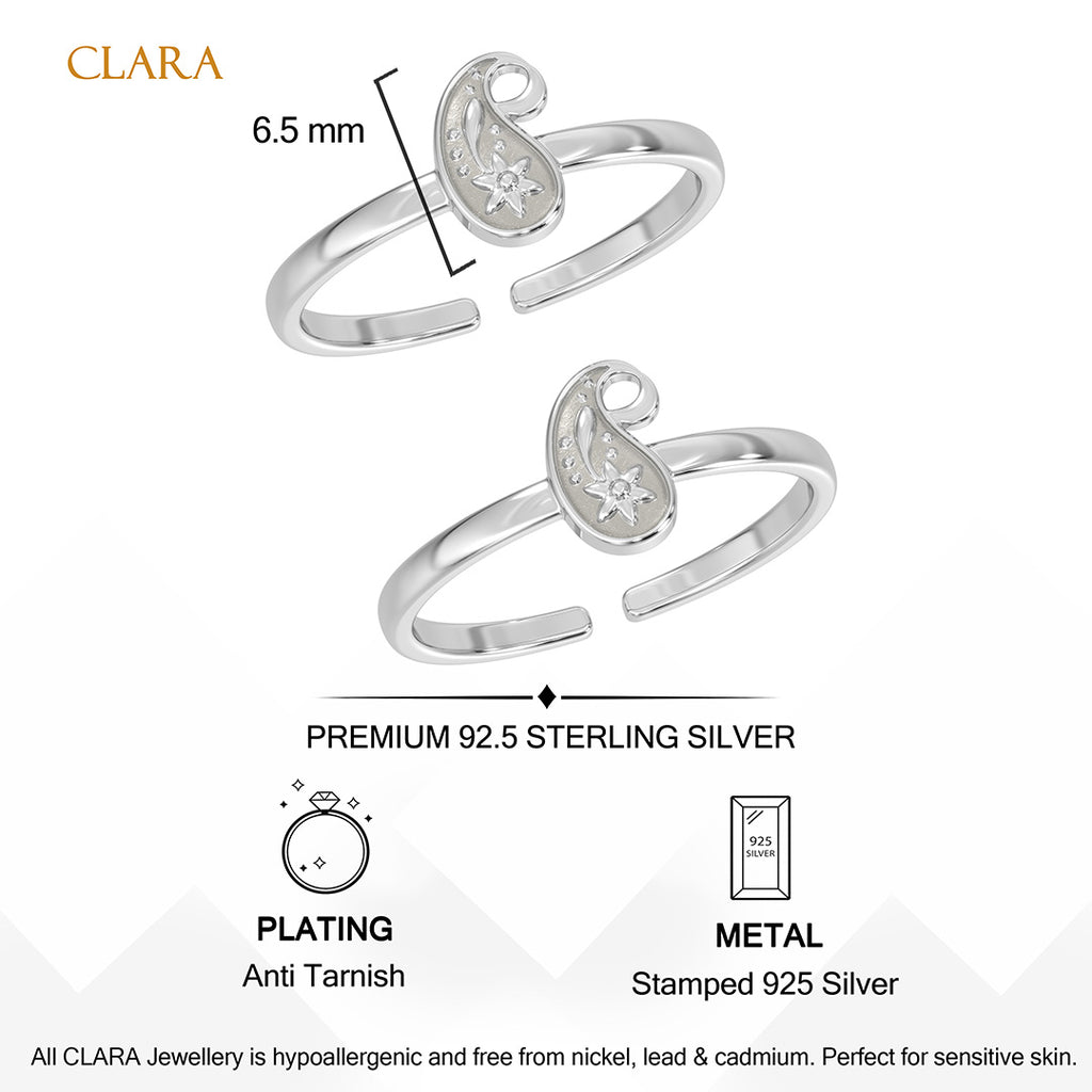 Silver Traditional Oxidised Toe Rings Pair