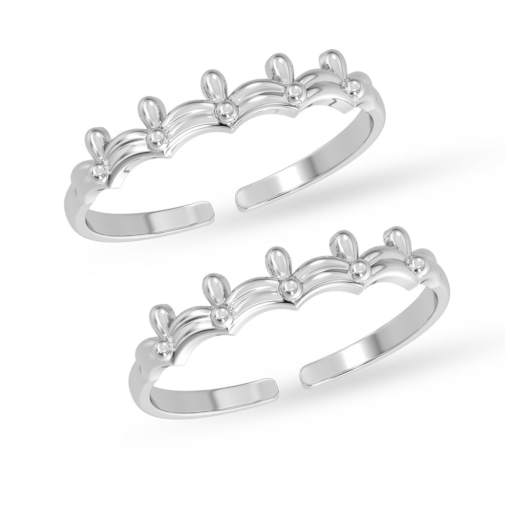Silver Curtain Toe Rings Pair