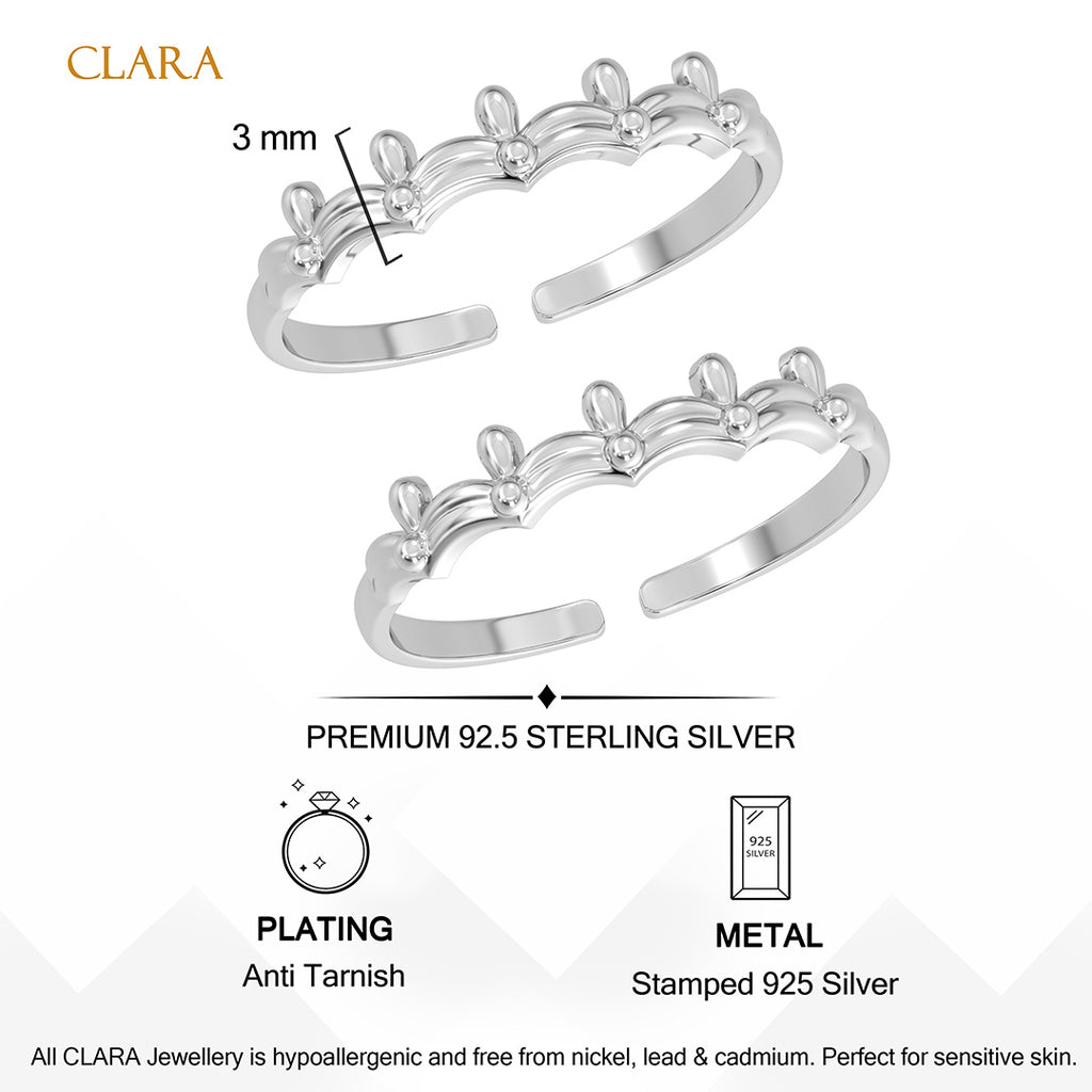 Silver Curtain Toe Rings Pair