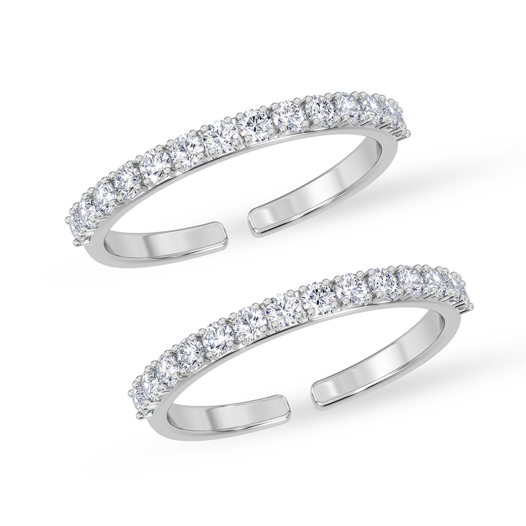 Silver Evelyn Sparkle Toe Rings Pair