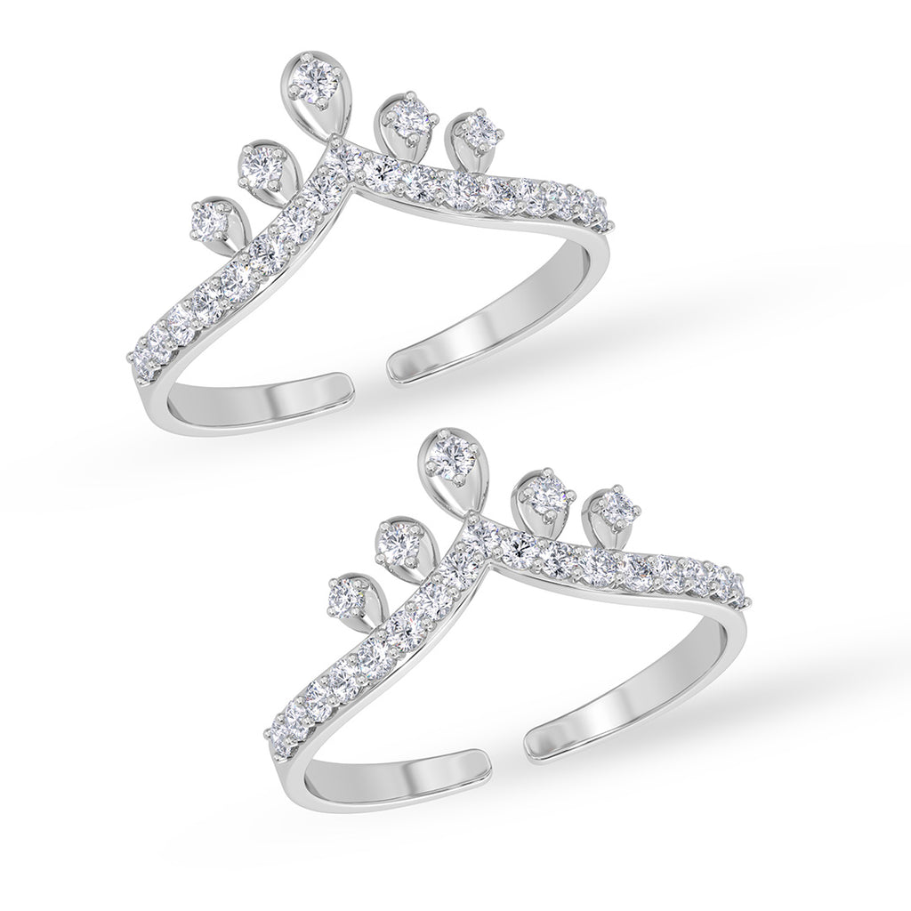Silver Crown Toe Rings Pair