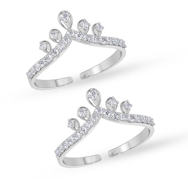 Silver Crown Toe Rings Pair