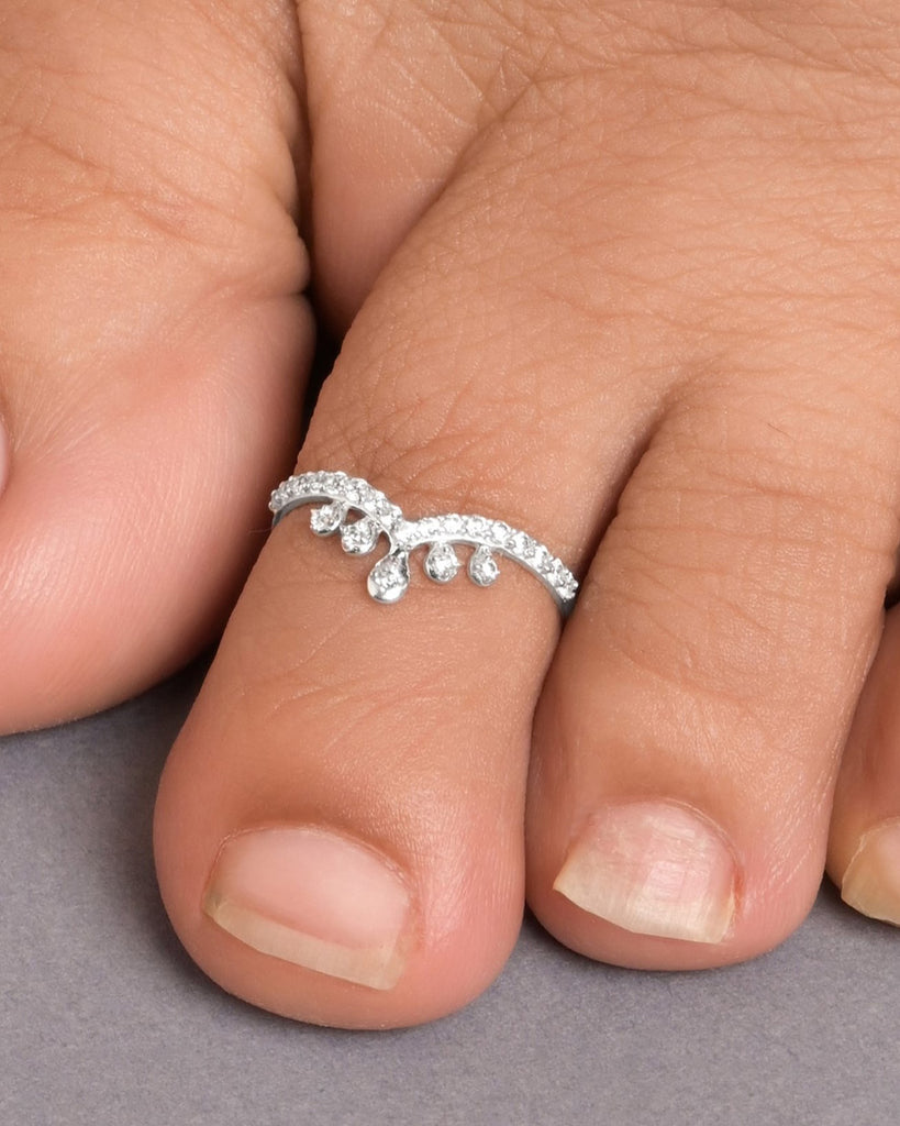 Silver Crown Toe Rings Pair