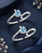 Silver Azurielle Blue Heart Toe Rings Pair