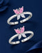 Silver Pink Butterfly Toe Rings Pair