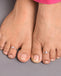 Silver Pink Butterfly Toe Rings Pair