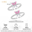 Silver Pink Butterfly Toe Rings Pair