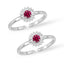 Silver Zinnara Red Floral Toe Rings Pair