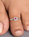 Silver Zinnara Red Floral Toe Rings Pair
