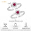 Silver Zinnara Red Floral Toe Rings Pair