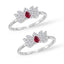 Silver Red Lotus Toe Ring Pair