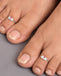Silver Red Lotus Toe Ring Pair