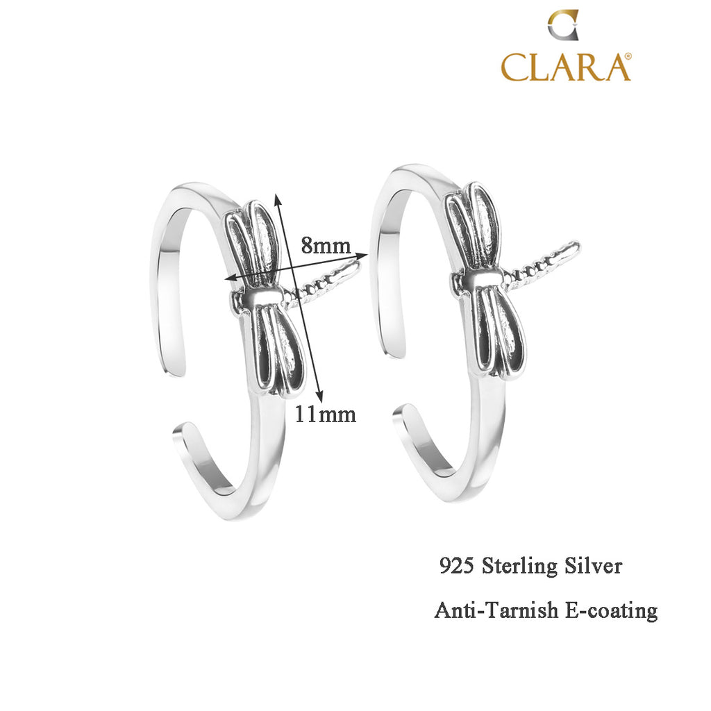 Silver Butterfly Toe Rings Pair