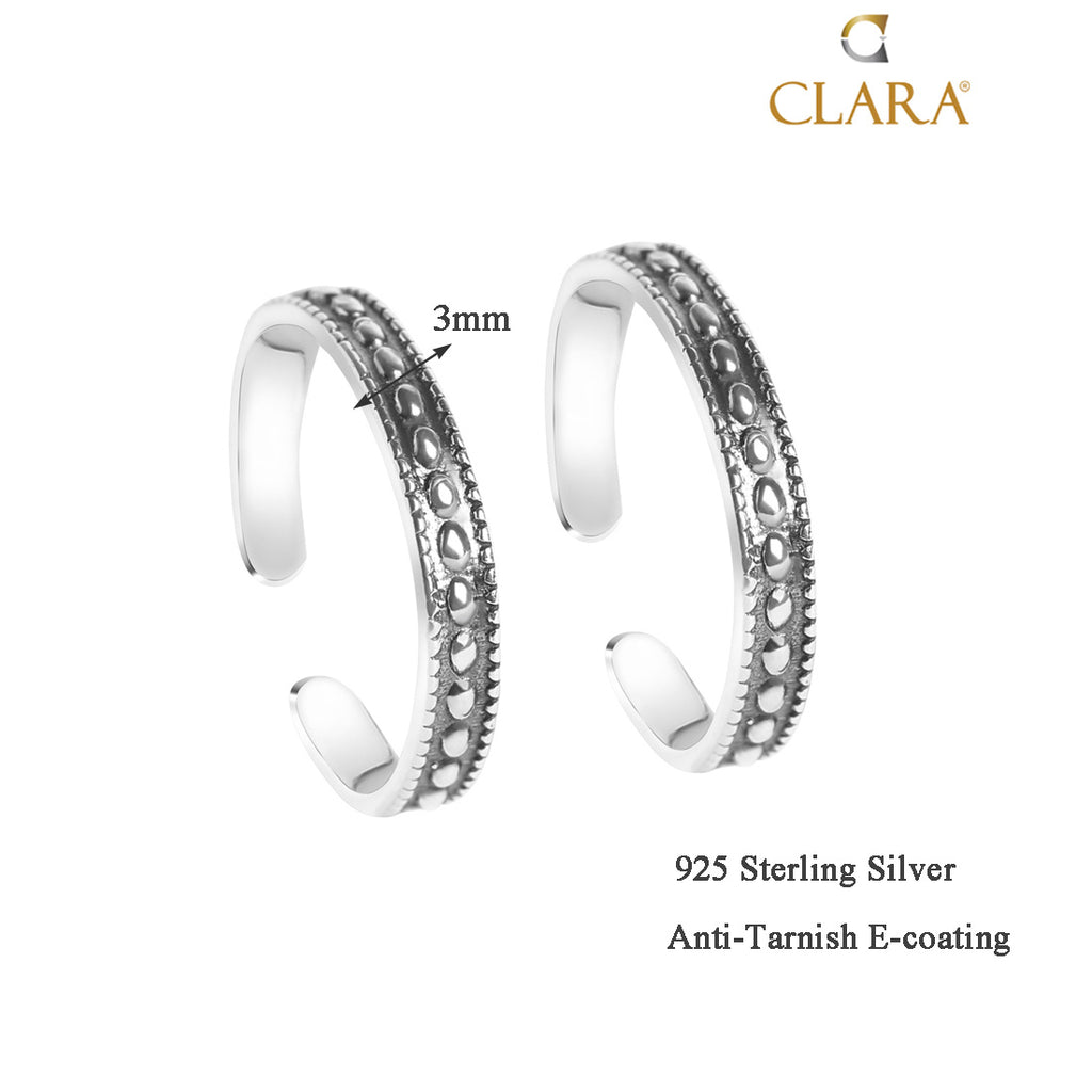 Silver Drops Toe Rings Pair, Oxidised