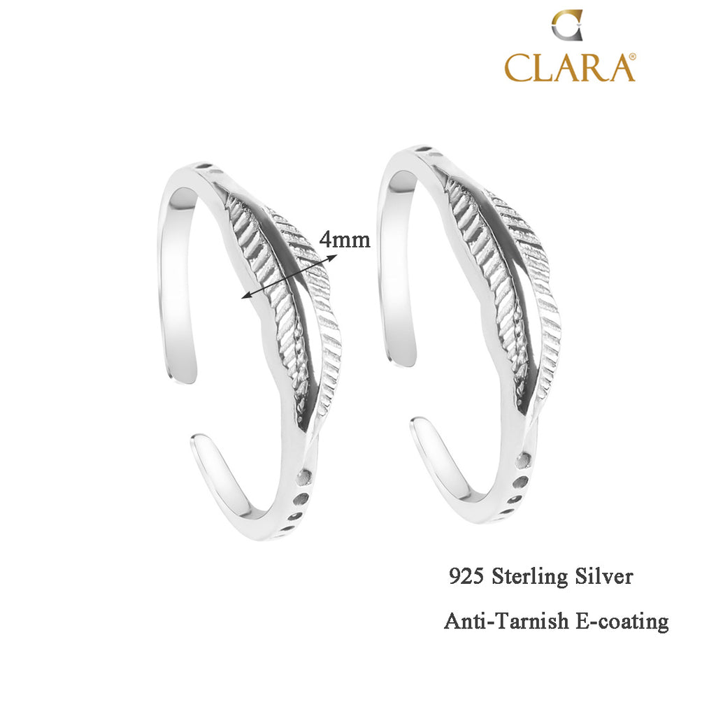 Silver Leaf Toe Rings Pair