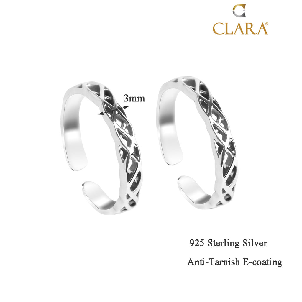Silver Knotted Toe Rings Pair , Oxidised