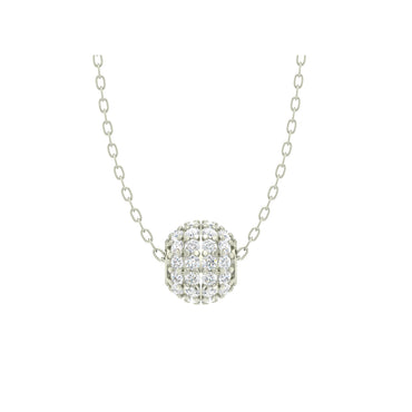 CLARA 925 Sterling Silver Rhodium Plated Ball Pendant with Chain Gift for Women and Girls