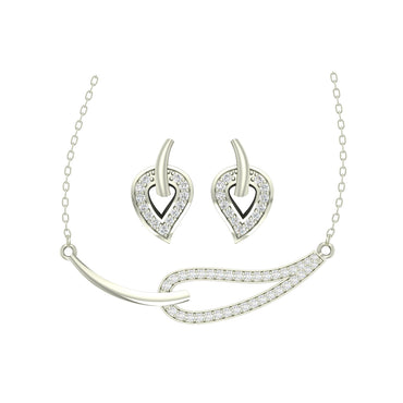 CLARA 925 Sterling Silver Rhodium Plated Stella Pendant Earring Necklace Set with Chain Gift for Women and Girls