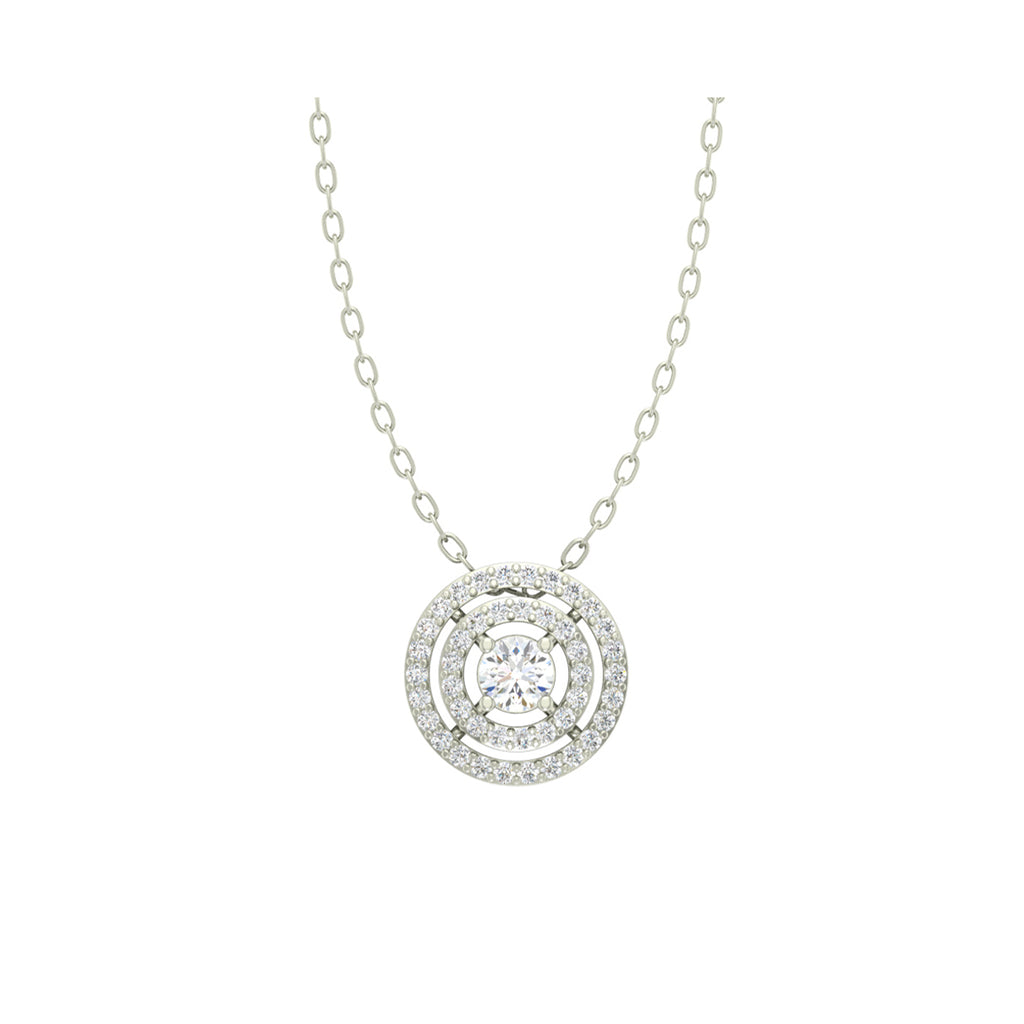 Silver Halo Pendant Chain Necklace