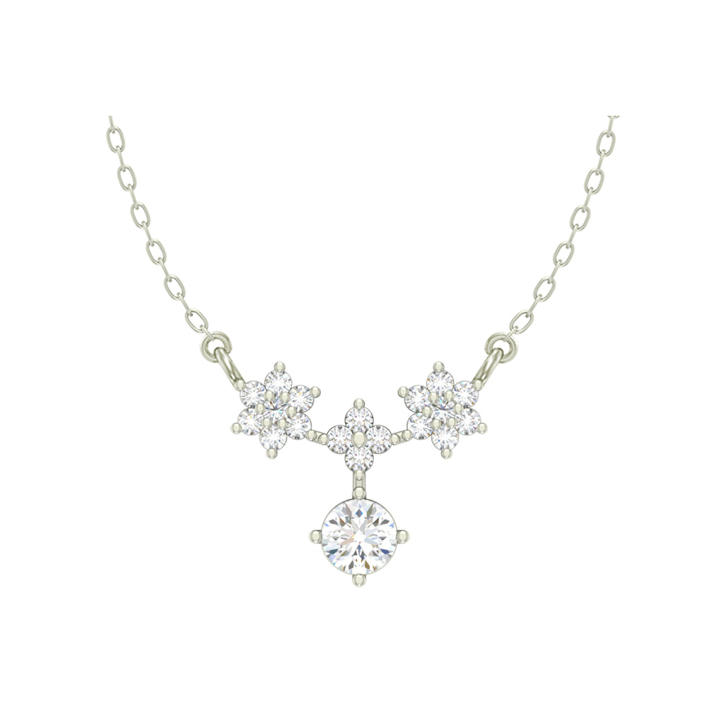 Silver Lily Pendant Chain Necklace