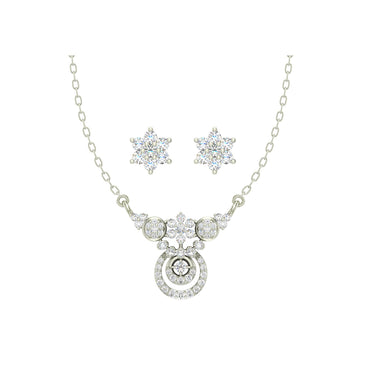 CLARA 925 Sterling Silver Rhodium Plated Aria Pendant Earring Necklace Set with Chain Gift for Women and Girls