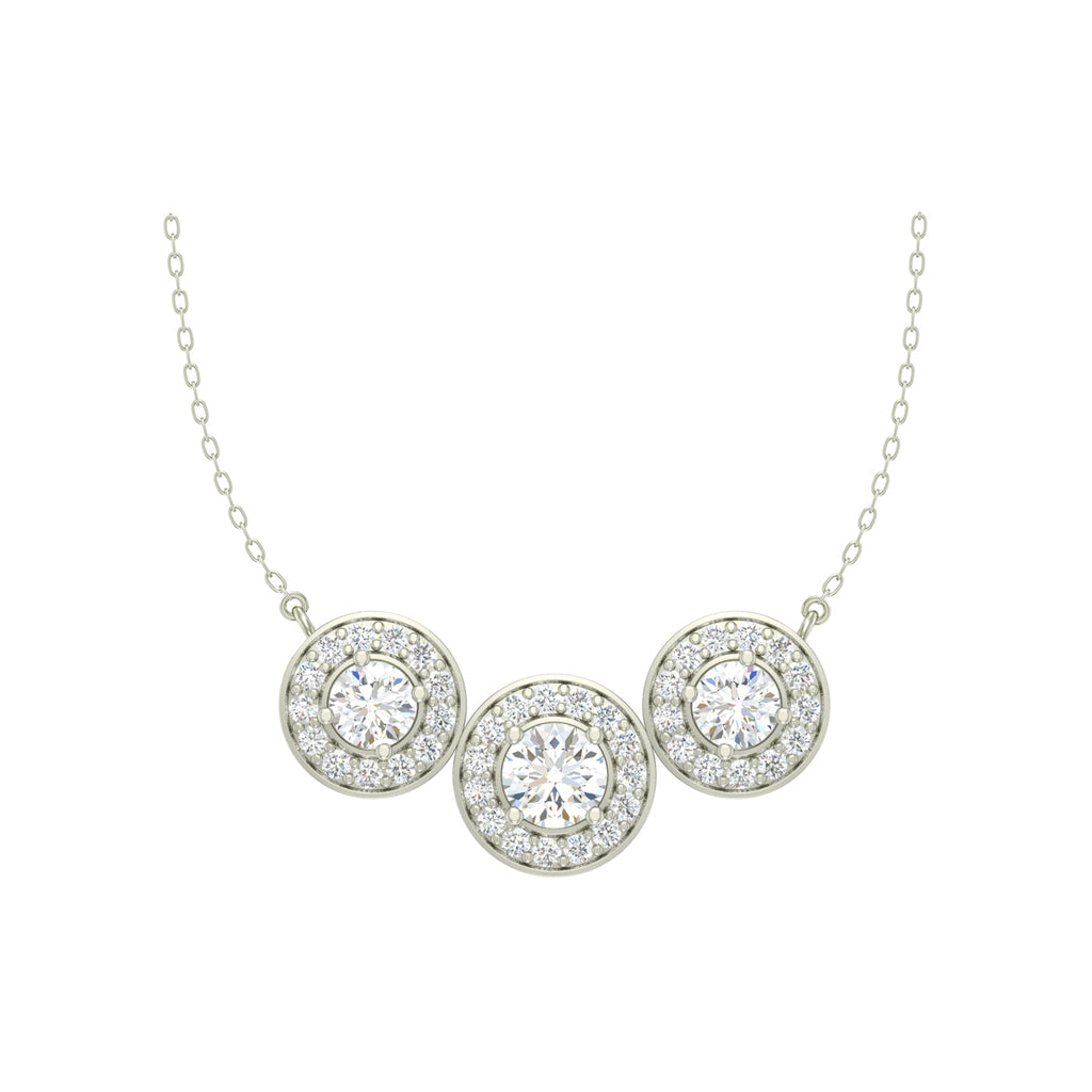 Silver Cubic Zirconia Pendant Chain Necklace