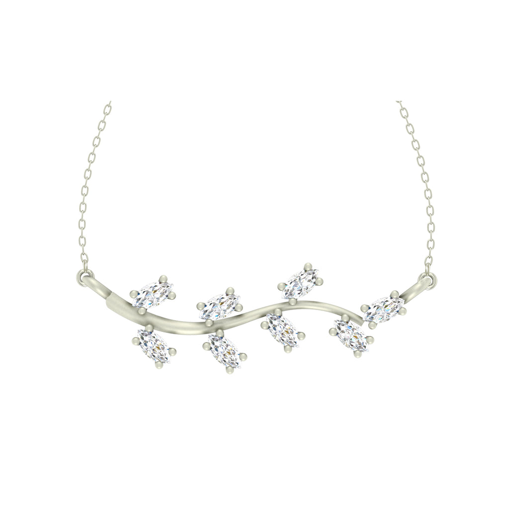 Silver Leaf Pendant Chain Necklace
