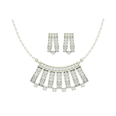 CLARA 925 Sterling Silver Rhodium Plated Ayla Pendant Earring Necklace Set with Chain Gift for Women and Girls