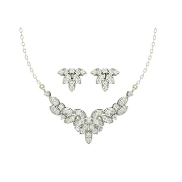 CLARA 925 Sterling Silver Rhodium Plated Elsie Pendant Earring Necklace Set with Chain Gift for Women and Girls