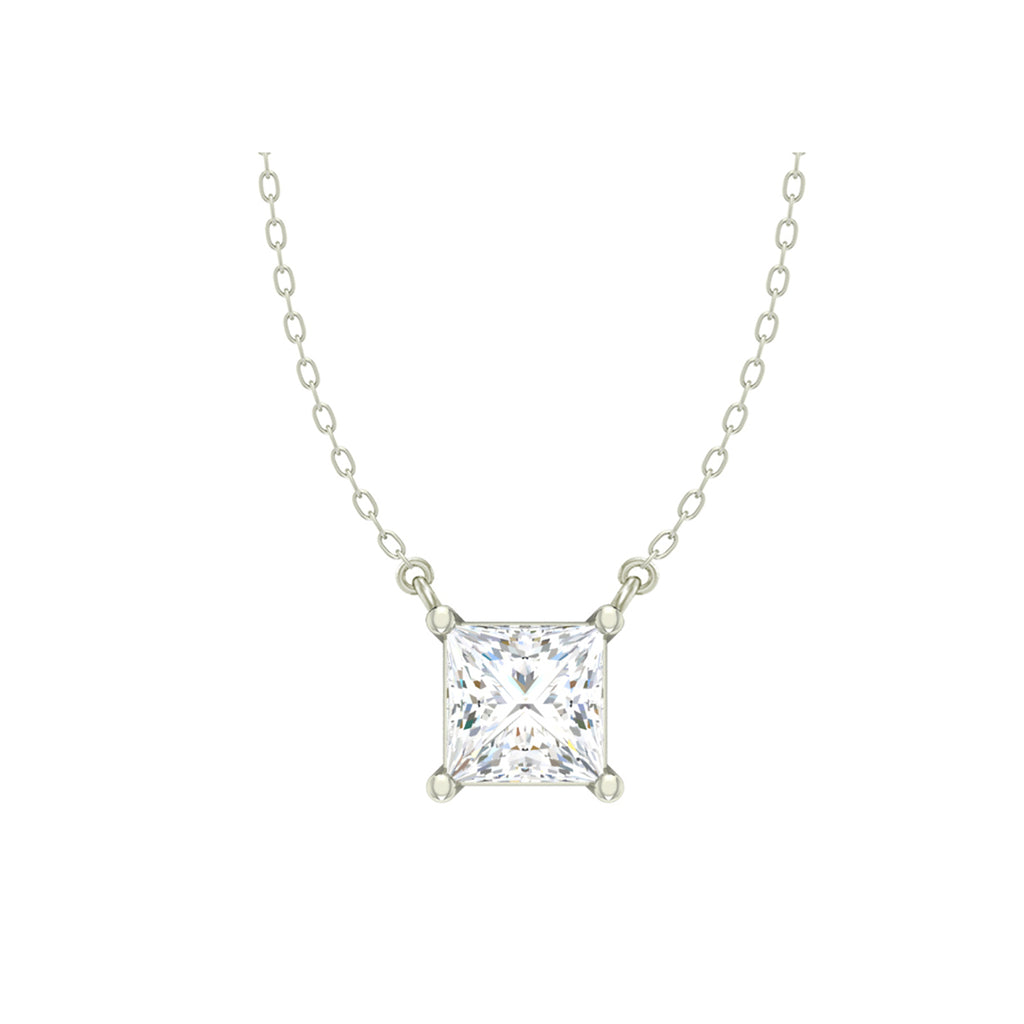 Silver Square Pendant Chain Necklace