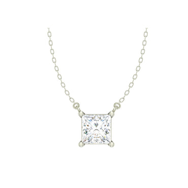 CLARA 925 Sterling Silver Rhodium Plated Square Pendant with Chain Gift for Women & Girls