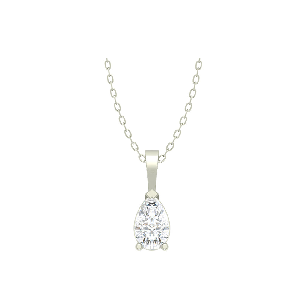 Silver Pear Pendant Chain Necklace