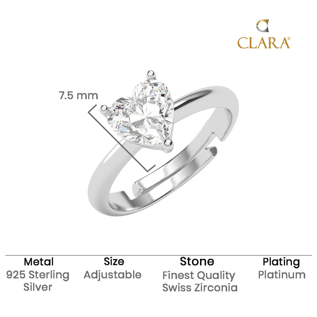 Silver Orla Classic Heart Solitaire Ring