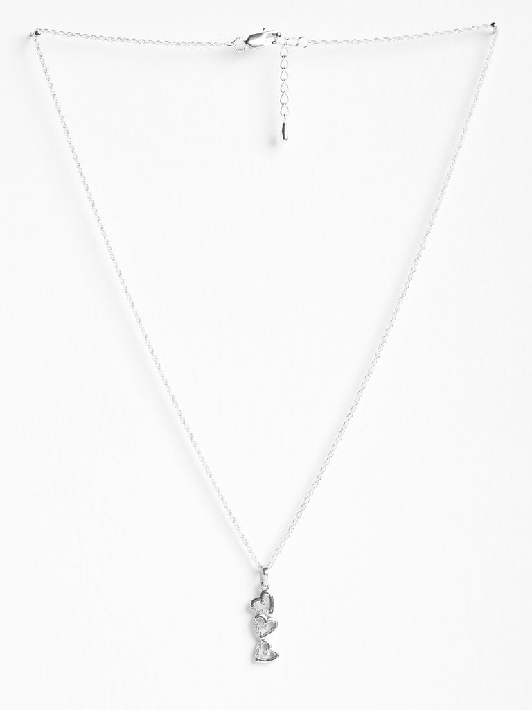CLARA 925 Sterling Silver 3 Heart Pendant Chain Necklace 