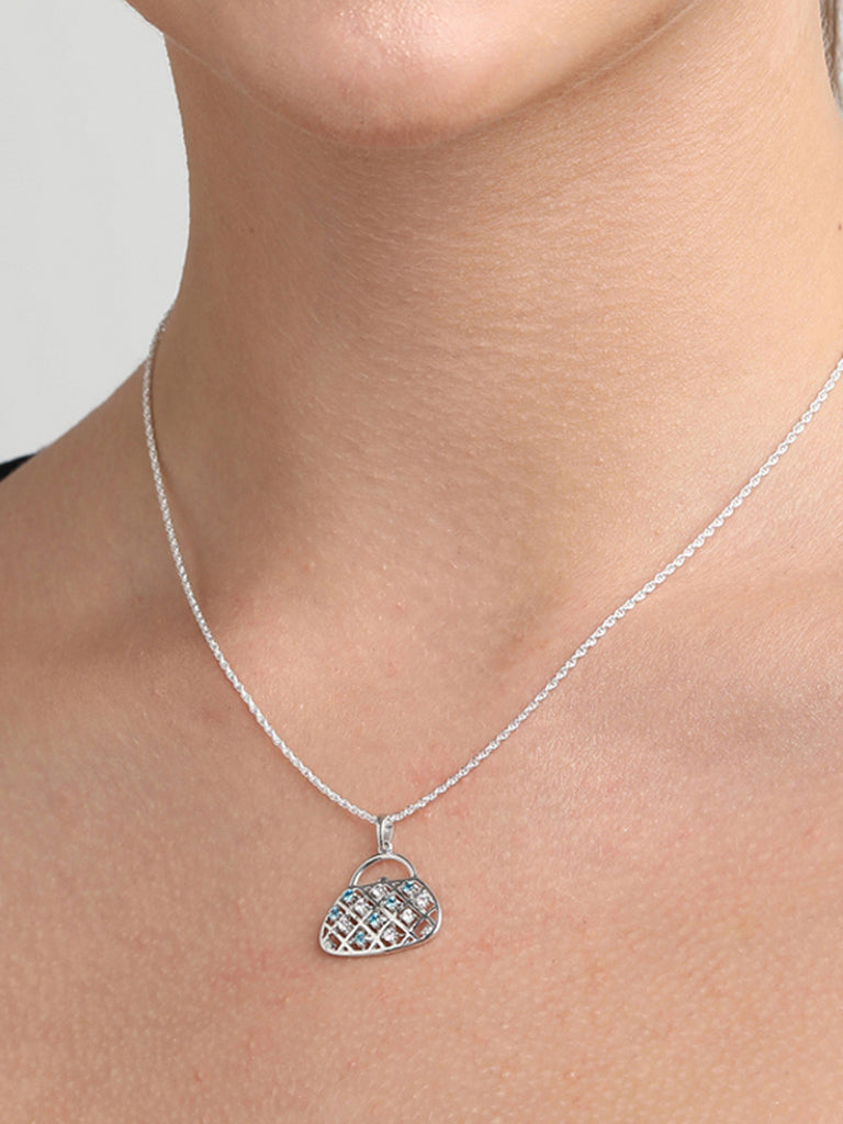 CLARA 925 Sterling Silver Handbag Pendant Chain Necklace 