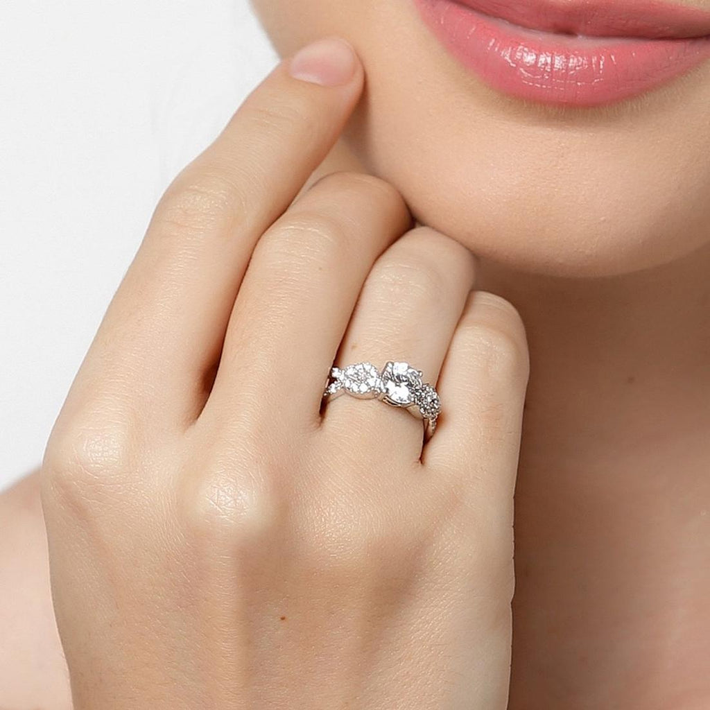 CLARA Made with Swiss Zirconia 925 Sterling Silver Round Solitaire Ring Gift for Women and Girls