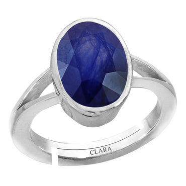 Certified Blue Sapphire Neelam 6.5cts or 7.25ratti 92.5 Sterling Silver Adjustable Ring