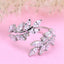 CLARA Pure 925 Sterling Silver Leafy Finger Ring with Adjustable Band 