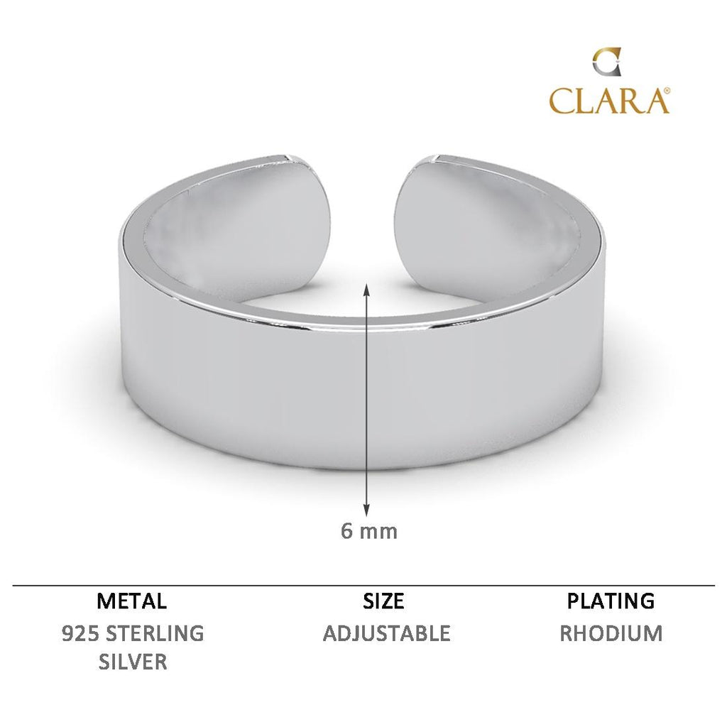CLARA Pure 925 Sterling Silver Broad Finger Ring 