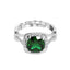 Silver Dark Green Cushion Ring