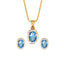 CLARA 925 Sterling Silver Blue Pendant Earring Chain Jewellery Set 