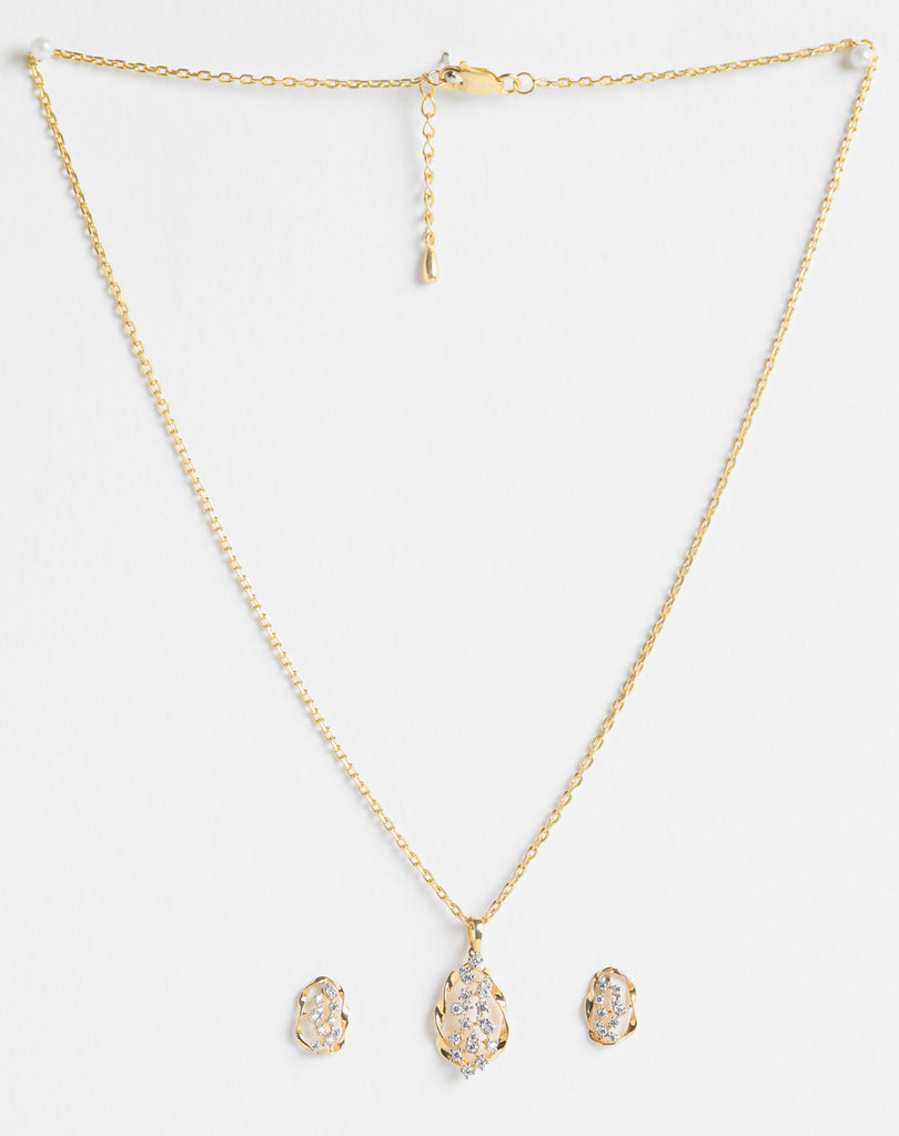 CLARA 925 Sterling Silver Petra Pendant Earring Chain Jewellery Set 