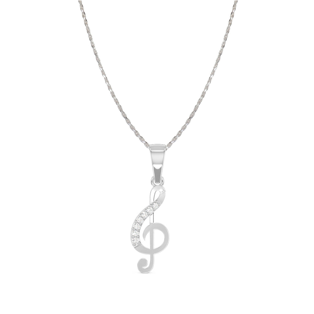 CLARA 925 Sterling Silver Music Pendant Chain Necklace 