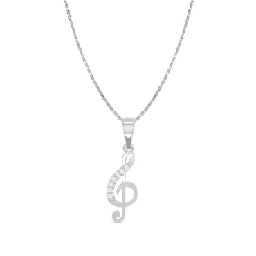 CLARA 925 Sterling Silver Music Pendant Chain Necklace 