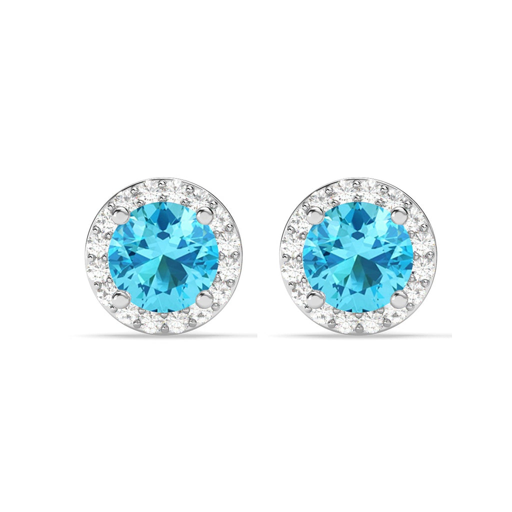 Silver Orsa Blue Solitaire Stud Earrings