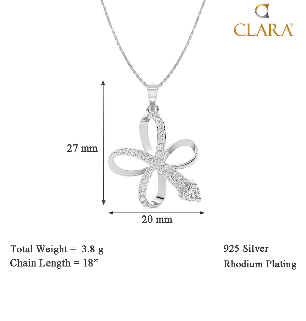 CLARA 925 Sterling Silver Vega Pendant Chain Necklace 