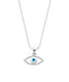 Silver Evil Eye Halo Pendant Chain Necklace